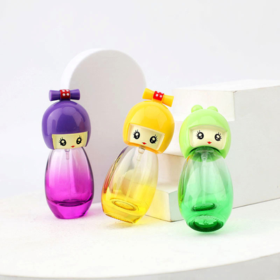 Bouteille emballée portative en verre de parfum de bande dessinée de parfum de bouteille de vis de bouche en verre de voyage en verre progressif exquis de bouteille