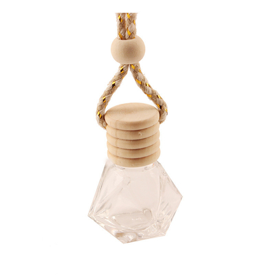 8ML Diamond Perfume Bottle, pendant de bouteille de parfum de voiture, verre transparent, bouteille vide avec le chapeau en bois