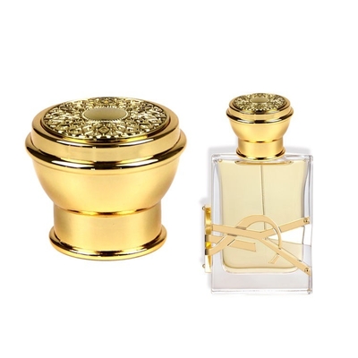 acheter L'or en alliage de zinc de couverture de parfum de personnalisation cosmétique d'emballage a plaqué online manufacture