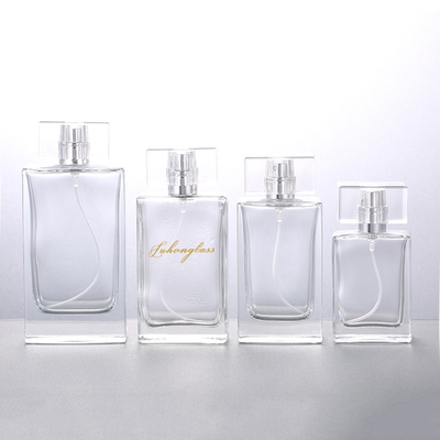 acheter Bouteille de parfum vide en verre transparente de bouteille de parfum 30ML50ML100ML de bouteille de cosmétiques de bouteille de bouche rectangulaire de vis online manufacture