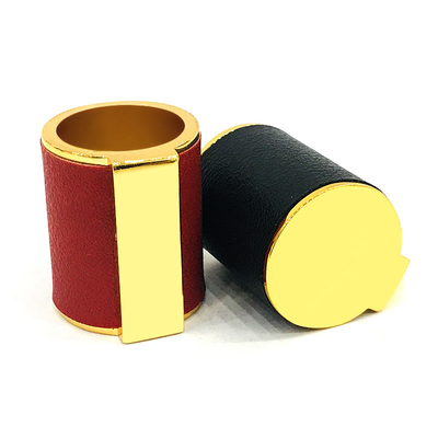 acheter La couleur en alliage de zinc classique d'or avec le cylindre en cuir de textile forment le métal Zamac parfument la capsule online manufacture