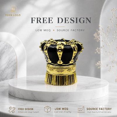 acheter Luxe or noir Rivet couronne alliage de zinc Caps de parfum 3D en relief Zamac Couvercle Logo personnalisé OEM ODM Source usine en gros fabrication en ligne