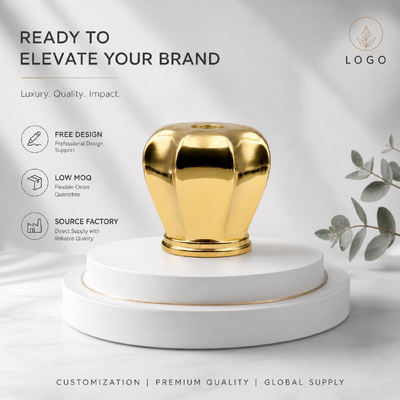 acheter Luxe multi-facettes courbes en alliage de zinc Caps de parfum miroir or électroplaté Zamac Bouteille de parfum couvercle Logo personnalisé OEM ODM Source usine en gros fabrication en ligne
