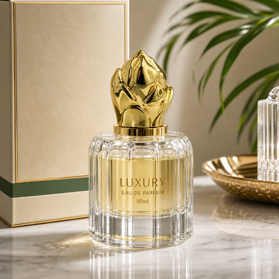 acheter Vente à chaud Dubaï Arabie saoudite Luxe miroir or fleur de magnolia 3D Bouquet de Zamac Cap parfumé Floral Metal Oud Attar Bouteille de couverture Logo gravé sur mesure fabrication en ligne