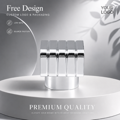 acheter Miroir argent vertical rayé carré en alliage de zinc bouchon de parfum personnalisé grille rainurée couvercle de parfum en métal modèle JH5047 pour bouteille de parfum en verre vide de luxe fabrication en ligne