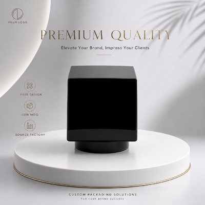 acheter Couvercle de parfum à base d'alliage de zinc noir carré et brillant Couvercle de parfum à base de cuivre métallique en cube lisse Modèle JH5080 Pour le luxe Bouteille de parfum en verre de concepteur vide fabrication en ligne