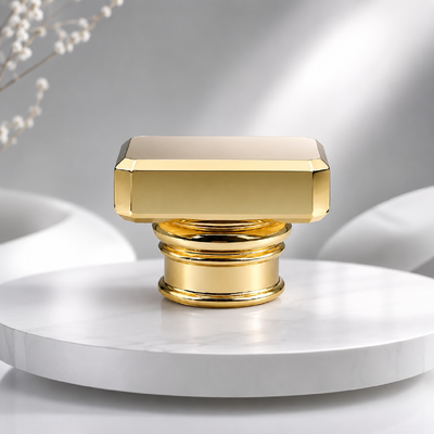 acheter Bouchon de parfum rectangulaire biseauté en alliage de zinc avec miroir doré, multi-anneaux, poli personnalisé, pour emballage de bouteille de parfum en verre vide de créateur de luxe fabrication en ligne