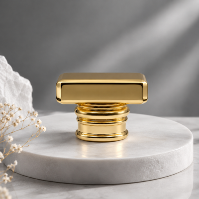 acheter Bouchon de parfum rectangulaire arrondi miroir or multi-anneaux en alliage de zinc poli personnalisé pour emballage de bouteille de parfum en verre de luxe vide fabrication en ligne