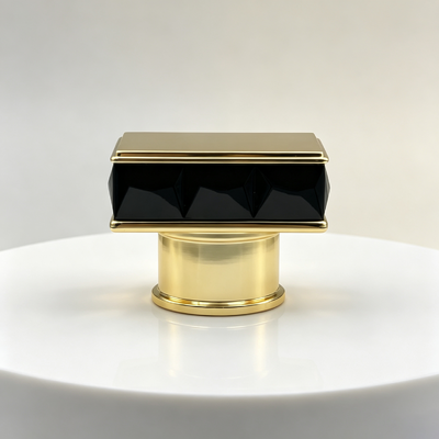 acheter Bouchon de parfum en zamac noir brillant haut de gamme avec coupe en losange, plaqué or, en alliage de zinc, couvercle de flacon de parfum de taille personnalisée pour emballage de parfum en verre fabrication en ligne