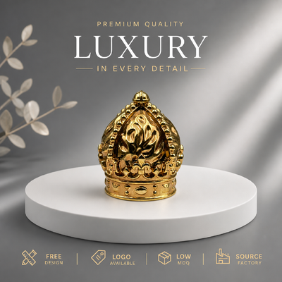 acheter Premium Royal en relief floral à perles couronnée miroir or alliage de zinc bouchon de parfum solide couvercle métallique Zamac lourd Pour le designer de luxe emballage de parfums magnétique fabrication en ligne