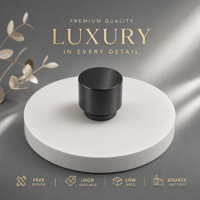 acheter Minimaliste cylindre alliage de zinc bouchon de parfum brossé noir double pont bouteille de parfum haut logo personnalisé pour les parfums bouteille en verre magnétique fabrication en ligne