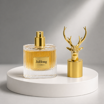 acheter Bouchon de parfum de luxe en zamac tête de cerf 3D avec gravure de logo personnalisée et finition dorée galvanisée fabrication en ligne