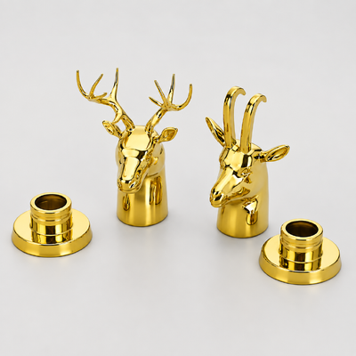 Acheter Bouchon de parfum détachable en zamac tête de cerf-antilope, alliage de zinc, sculpture animale 3D, plaqué or, couvercle de flacon de parfum, logo personnalisé, s'adapte au col FEA de 15 mm fabrication en ligne