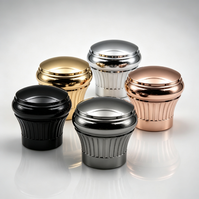 Acheter Vente en gros de bouchon de parfum Zamac à rainure verticale, dôme rond, couvercle de bouteille de parfum en métal, couvercle d'or, argent, rose, or, noir fabrication en ligne