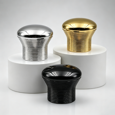 Acheter FEA15 Cap de parfum en alliage de zinc dôme rond haut texture à nervures verticales bouchon de bouteille de parfum en métal électroplaté Logo personnalisé OEM ODM fabrication en ligne