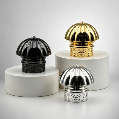 Acheter Bouchon de parfum en alliage de zinc FEA15 Dôme cannelé avec base gaufrée Couvercle de bouteille de parfum plaqué galvanisé Logo personnalisé Bouchon de parfum Zamac fabrication en ligne
