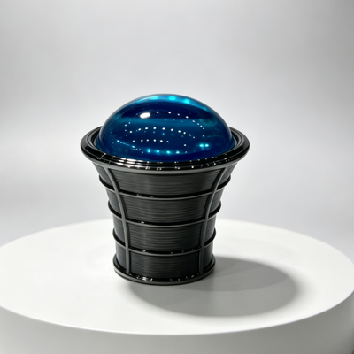 Acheter Bouchon de parfum en Zamac noir brossé de luxe avec dôme supérieur en cristal bleu fabrication en ligne