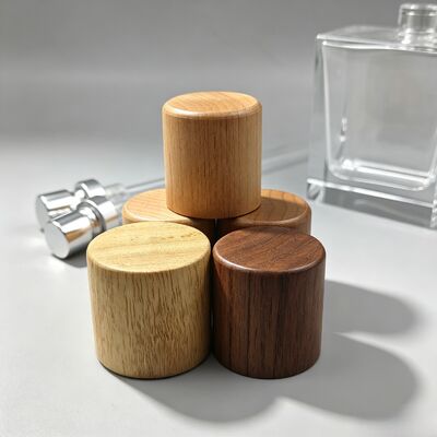 Acheter Bouchon de bouteille en bois cylindrique Logo gravé sur mesure Couvercle en bois naturel pour bouteille de parfum cosmétique OEM en gros fabrication en ligne