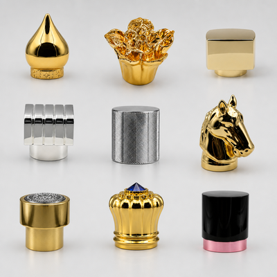 Acheter Moule existante en gros Parfums en alliage de zinc Couvercle Logo personnalisé Luxe Zamac Bouteille de parfum Bouchon Fea15 Bouchon de parfum avec insertion fabrication en ligne