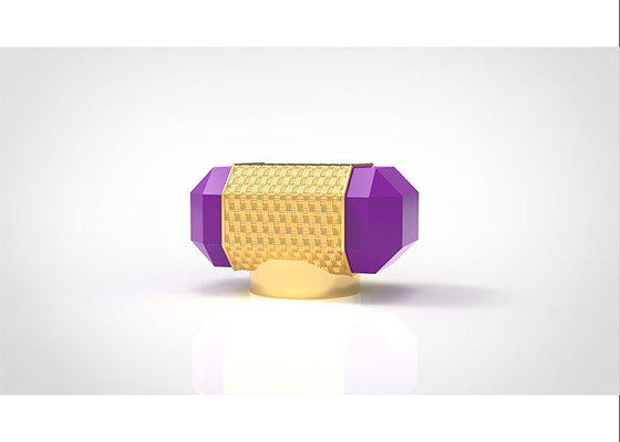 Métal créatif de luxe d'or de la couverture 15mm de bouteille de parfum de Zamac de pierre pourpre en alliage de zinc