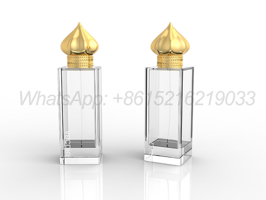 Élégante boucle carrée et rectangulaire Zamak Caps de parfum pour les modèles personnalisés