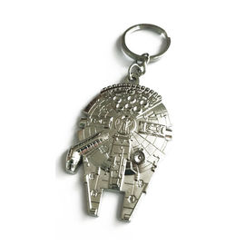 Métal fait sur commande en alliage de zinc gravé par électrodéposition argentée Keychains pour des cadeaux de promotion