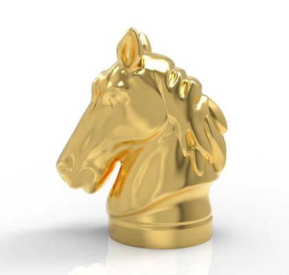 Bouchon de parfum en zamak moulé existant en forme de cheval, bouchon métallique pour un emballage de parfum élégant et durable avec logo personnalisé