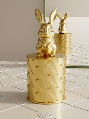 Vente à chaud de haute qualité sur mesure lapin Zamak bonnet de parfum, zinc alliage bonnet de parfum ensemble