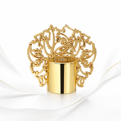 Capsules de parfum Zamak plaquées en or avec conception personnalisable et finition miroir polissée