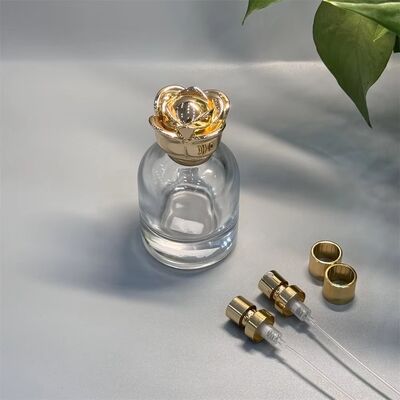 Bouchons de bouteille de parfum Zamac en forme de Rose or brillant de luxe, Logo gravé personnalisé, cylindre en alliage de Zinc, fermetures de parfum