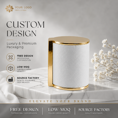 Enveloppe en cuir blanc en alliage d'or de zinc Bouchon de parfumeur poignée latérale personnalisée Bouchon de parfum JMS032 Pour le designer de luxe Package cosmétique de parfums en verre vide