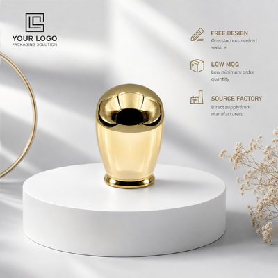 Miroir de luxe or dôme ovale alliage de zinc bouchon de parfum personnalisé bouchon de bouteille de parfum métallique incurvé pour bouteille de verre de parfum cosmétique