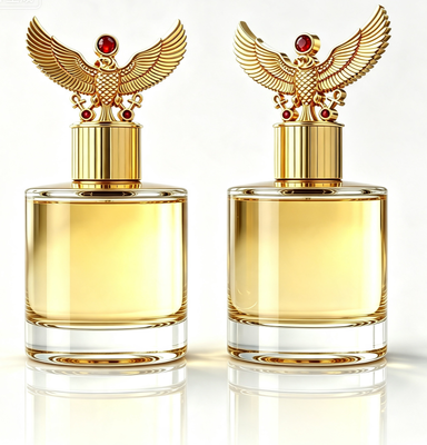 Bouchon de parfum en forme d'aile d'aigle magnétique avec strass rouge et bouchon de bouteille plaqué or