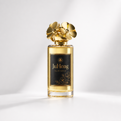 Bouchon de parfum en zamac plaqué or en forme de fleur avec design personnalisable pour flacons de parfum