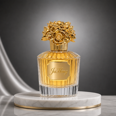 Bouchon de parfum rose 3D en Zamac | Couvercle de flacon de parfum en alliage de zinc plaqué or
