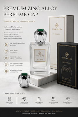 Couvercle de parfum de luxe en alliage de zinc ondulé incrusté de gemme d'émeraude, capuchon de bouteille de parfum Zamac personnalisé, logo OEM, couvercle de parfum en métal galvanisé magnétique