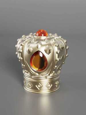 Bouchon de parfum en alliage de zinc plaqué or, couvercle de bouteille en zamac incrusté de strass rouge, forme royale, couvercle de parfum en métal, emballage personnalisé avec logo OEM magnétique