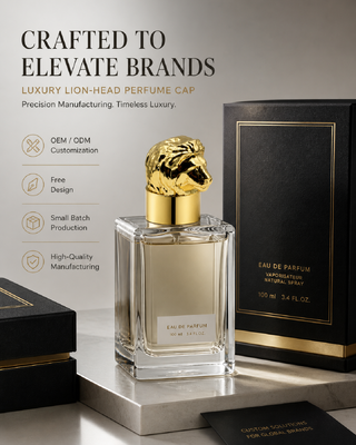 Zinc alliage 3D Lion Head Cap Parfum Miroir plaqué or Animal sculpture Bouteille Couvercle Logo personnalisé OEM Pour Parfum Bouteille en verre Magnétique