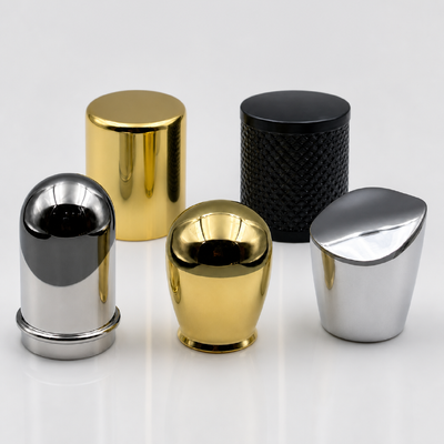 Wholesale Multi‑Style Zinc Alloy Perfume Cap Cylindrical Oblique Cut Smooth Knurled Metal Perfume Bottle Closure Custom Logo