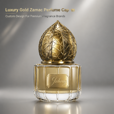 Bouchon de parfum de luxe en Zamac en forme de larme avec un motif ajouré, fermeture décorative en métal plaqué or pour flacons de parfum arabes avec logo personnalisé