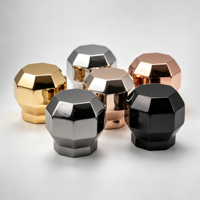Bouchon de parfum Zamac en forme de boule de diamant multifacette, couverture de bouteille de parfum en métal à coupe géométrique 3D, or, argent, or rose, noir, canon de fusil, logo personnalisé