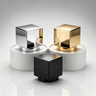 Fabrique en gros Massif Cube Carré Zamac Bouchon de Parfum Minimaliste Cube Métal Bouteille de Parfum Couvercle Logo personnalisé OEM