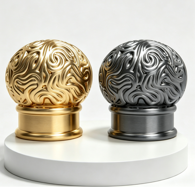 Bouchon de parfum sphérique en alliage de zinc zamac à motif tourbillon en relief | Couvercle de bouteille sculpté de luxe