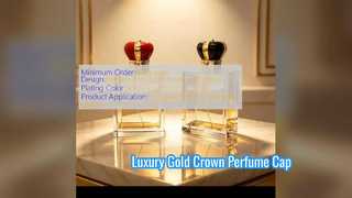 Bouchon de parfum couronne magnétique de luxe, cristal plaqué or